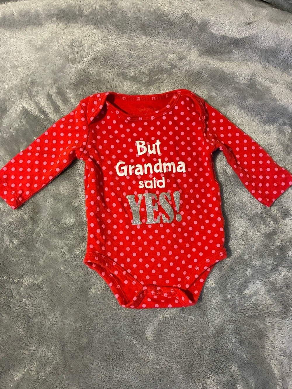 Carter's Red Polka Dot Long-Sleeve One-Piece Bodysuit